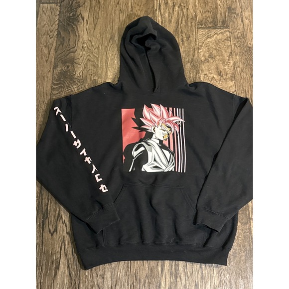 Dragon Ball Z Evil Goku Super Saiyan Rose Anime Graphic Hoodie Black Mens Large - Picture 1 of 4